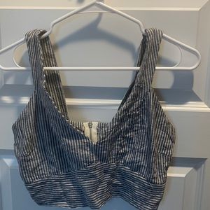 Blue and White Stripped Crop Top